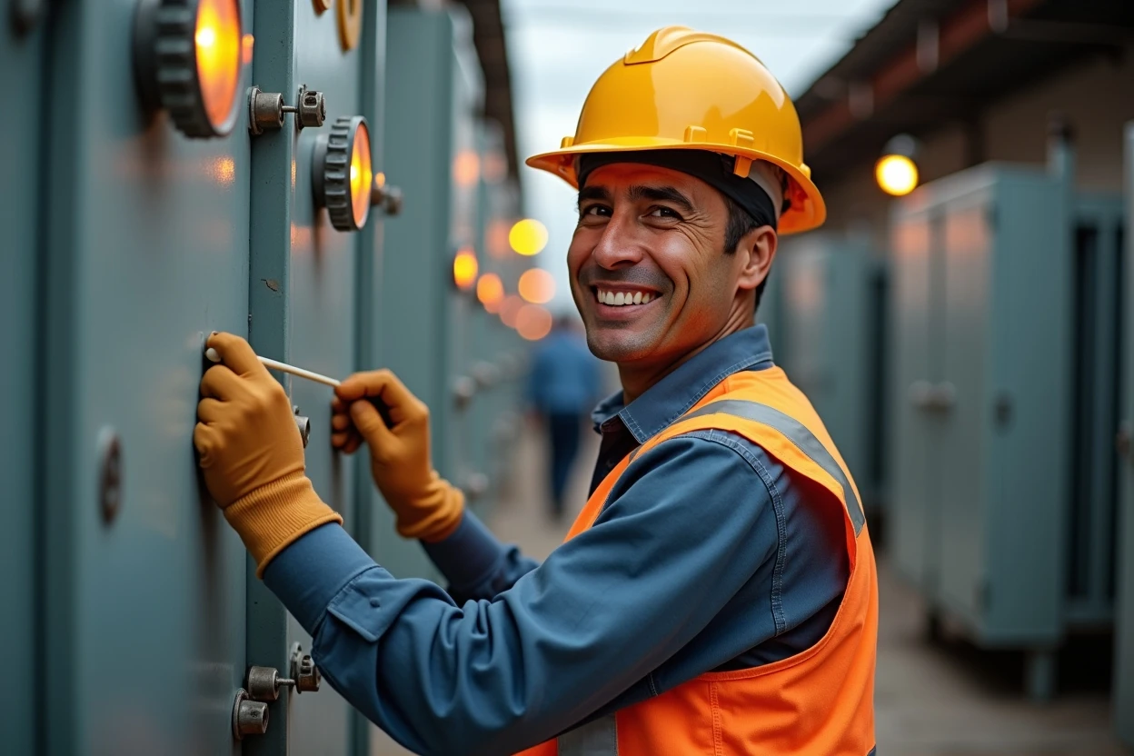 Instalación eléctrica en almacén con estanterías y luminarias en pasillos